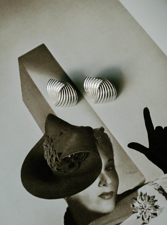 Ribbed Dome Earrings β Silver