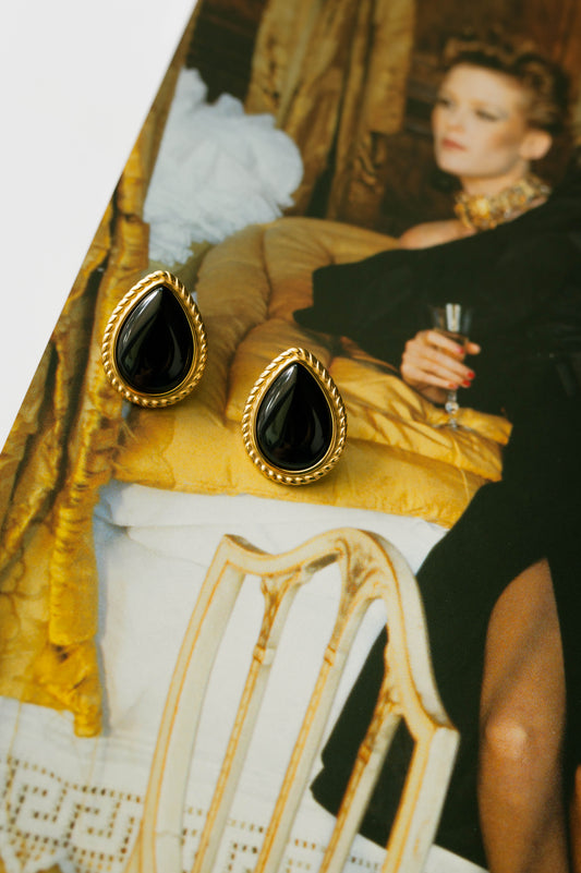 Black Onyx Teardrop Rope Studs