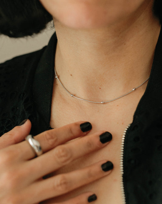 Beaded Snake Chain Necklace β Silver