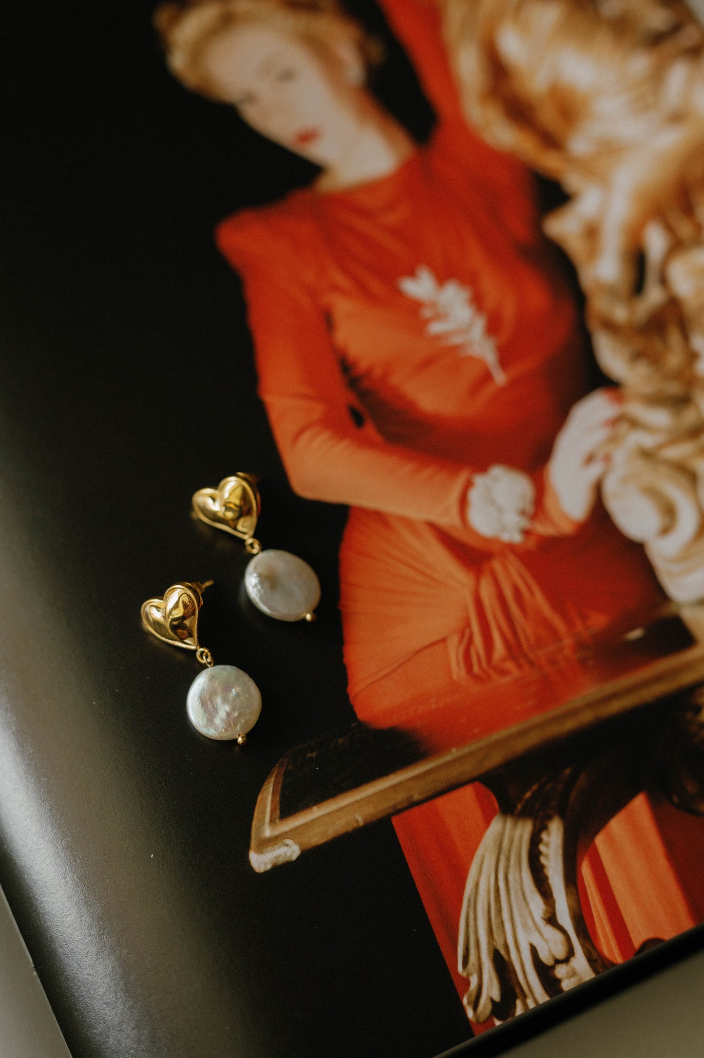 Baroque Pearl Heart Drop Earrings