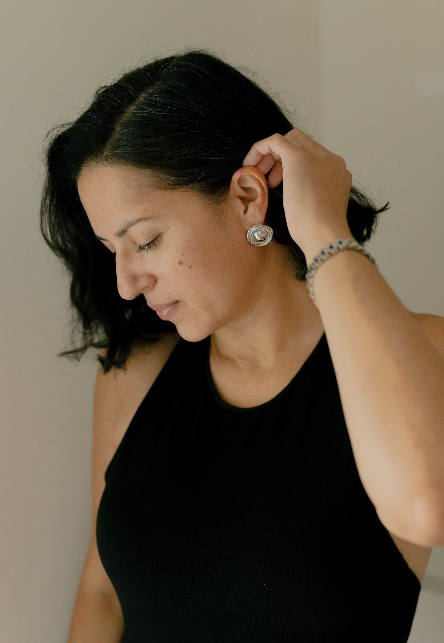 Rope Dome Stud Earrings – Silver