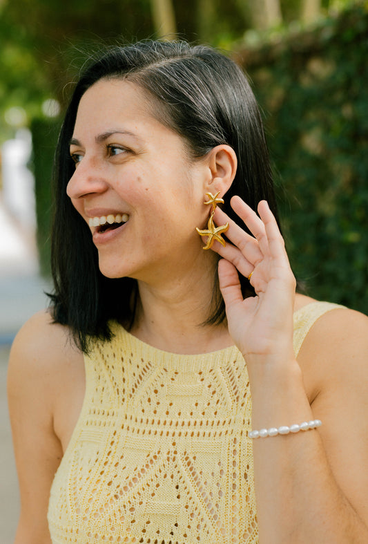 Double Starfish Drop Earrings