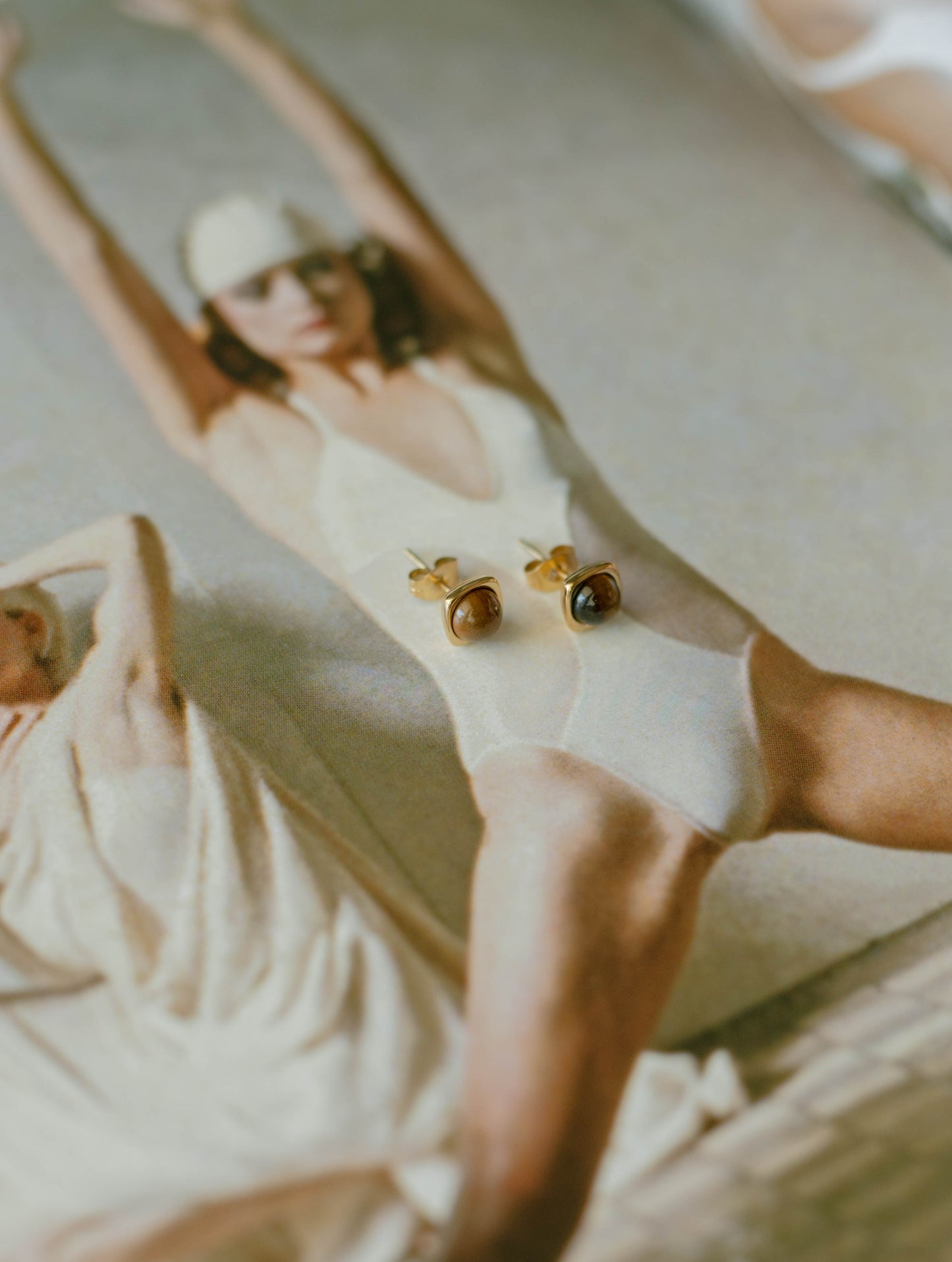 Tiger’s Eye Square Studs