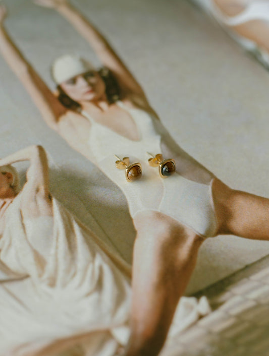 Tigerβs Eye Square Studs