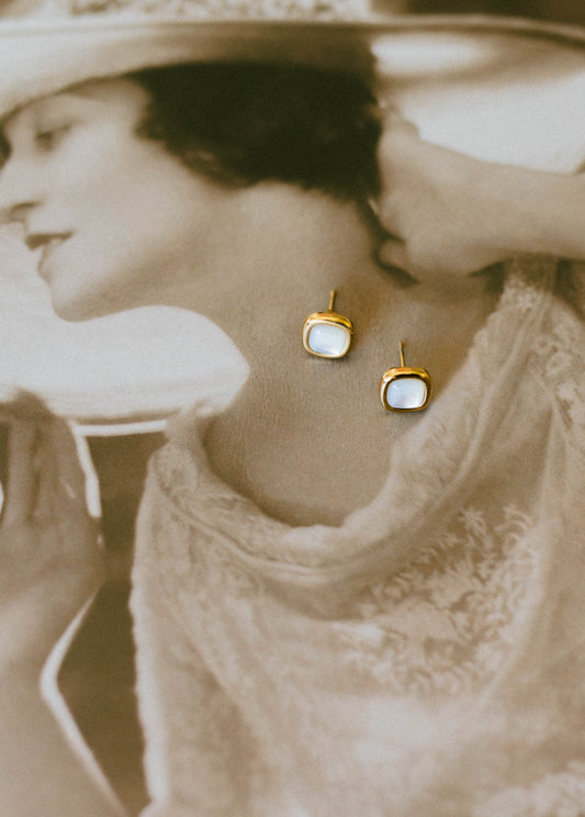 Mother of Pearl Mini Square Studs