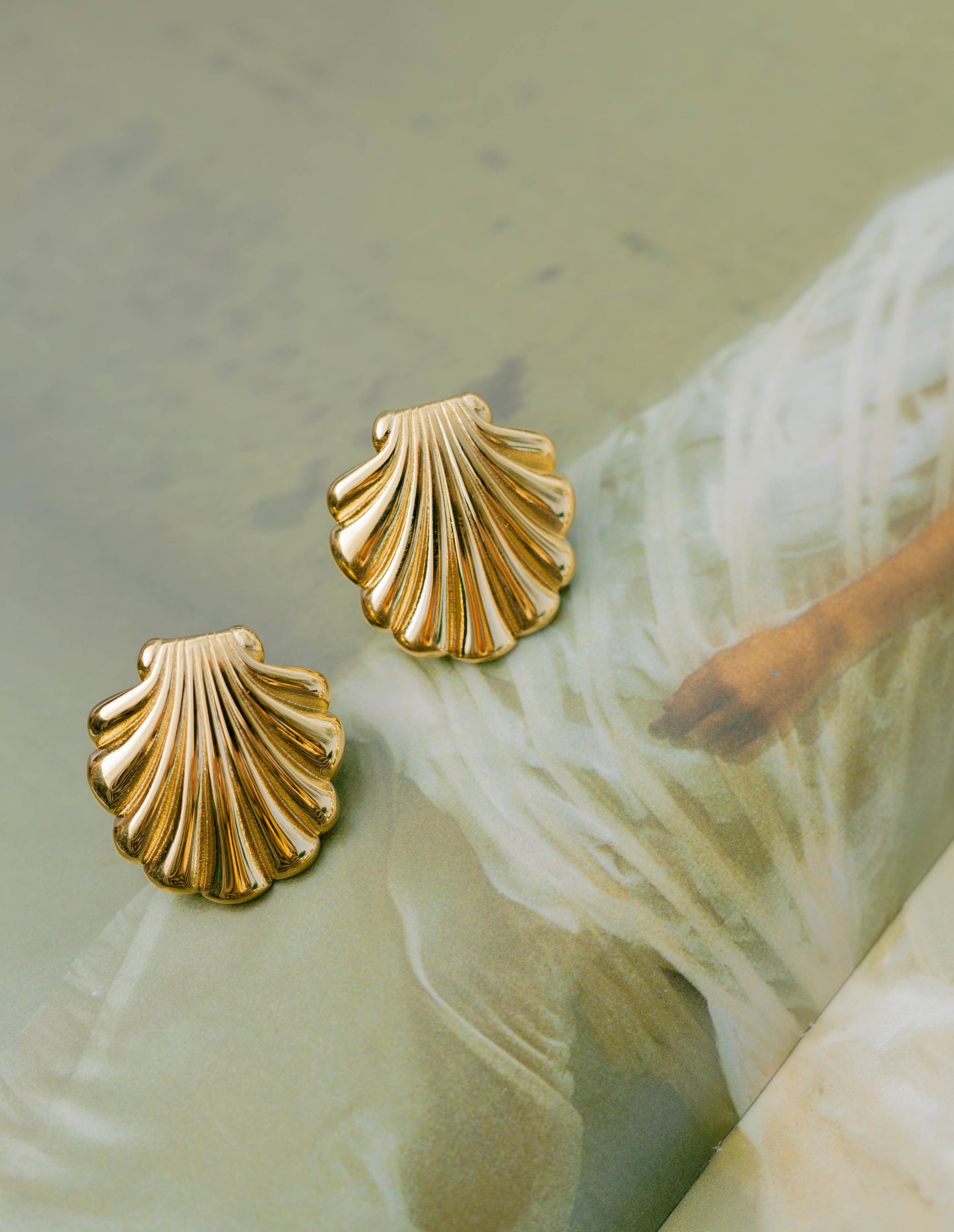 Golden Shell Statement Earrings