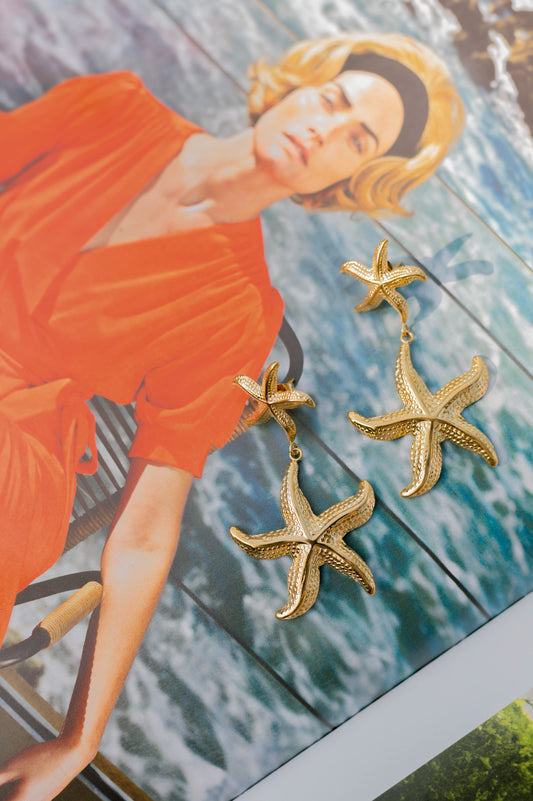 Double Starfish Drop Earrings