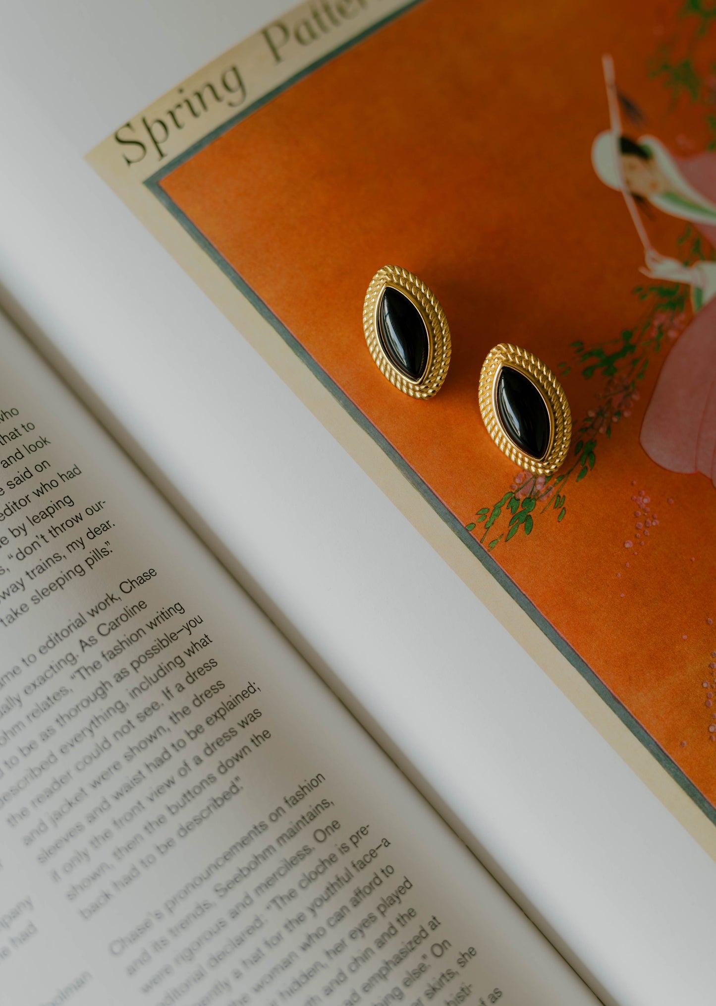Black Onyx Marquise Stud Earrings