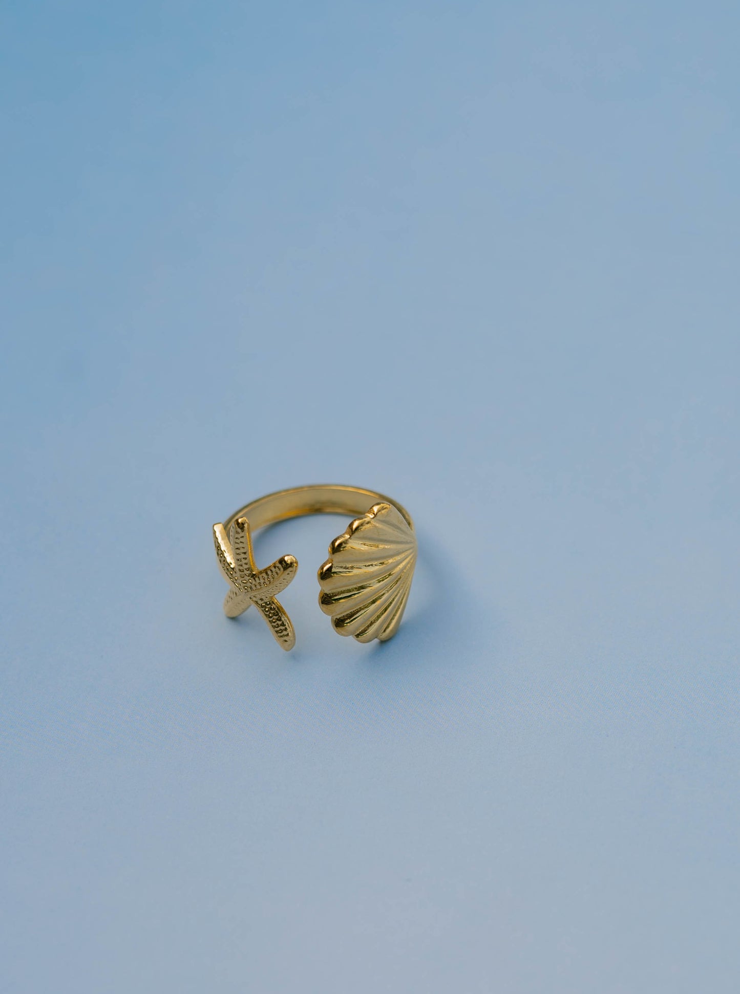 Starfish & Shell Open Ring