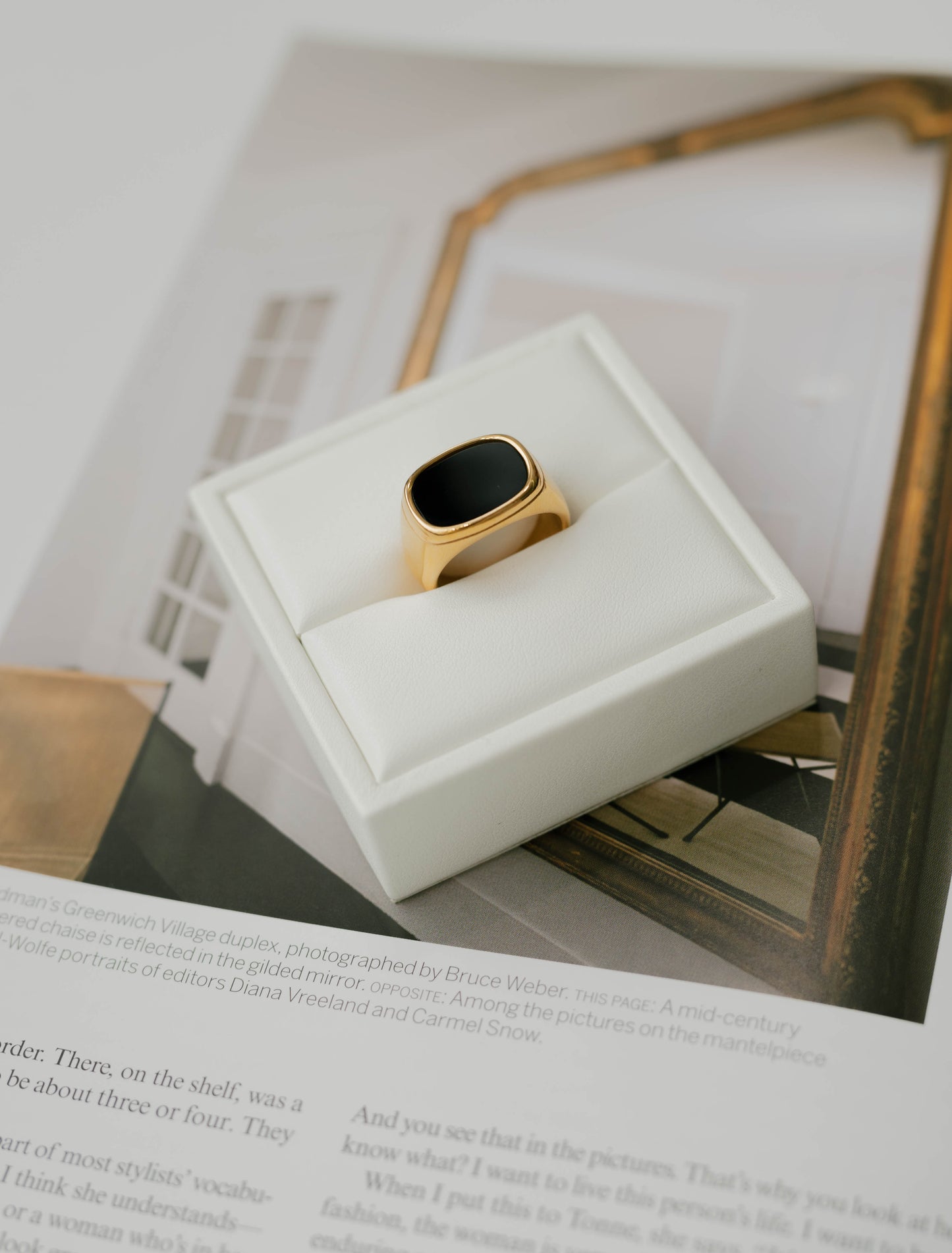 Rectangle Signet Ring – Black Agate