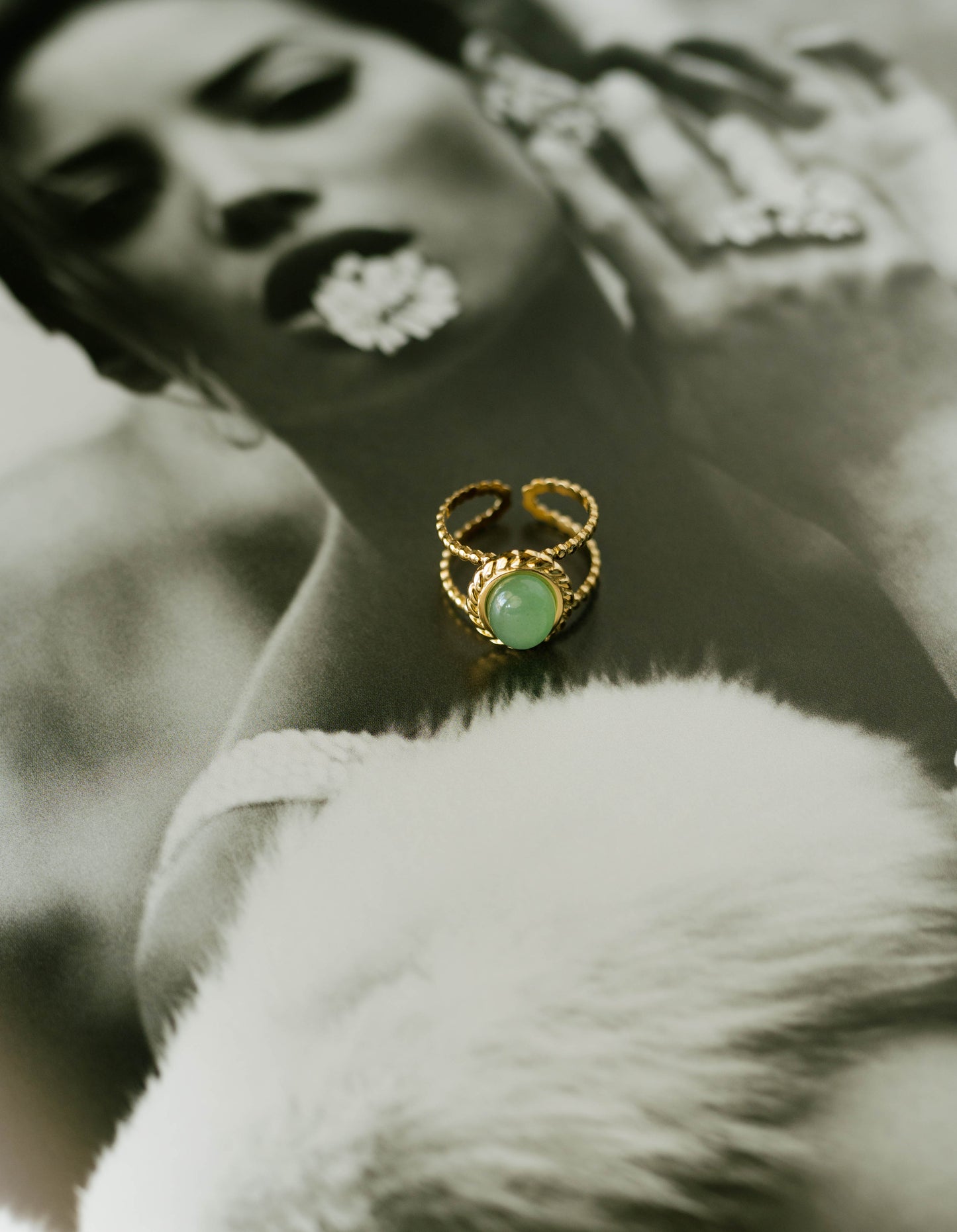 Twist Gem Ring – Green Agate