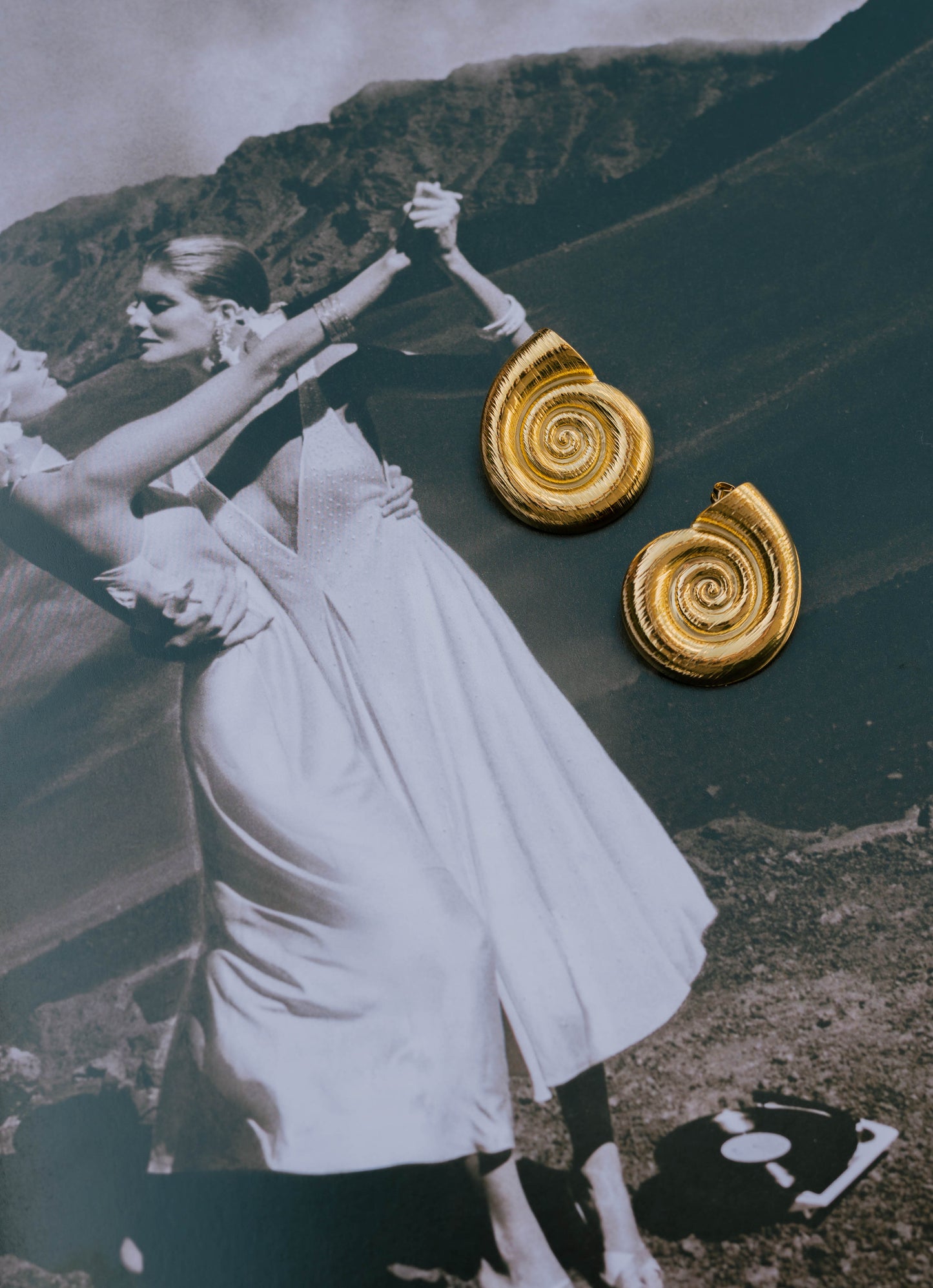 Golden Spiral Shell Earrings