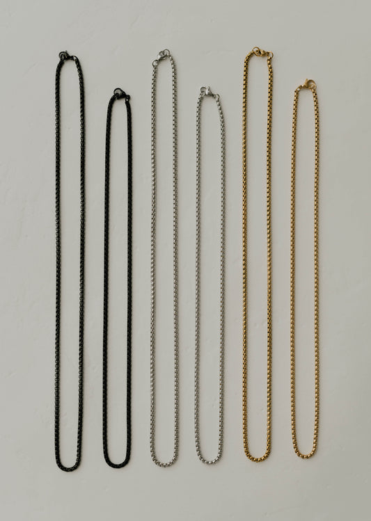 Box Chain Necklace – Black
