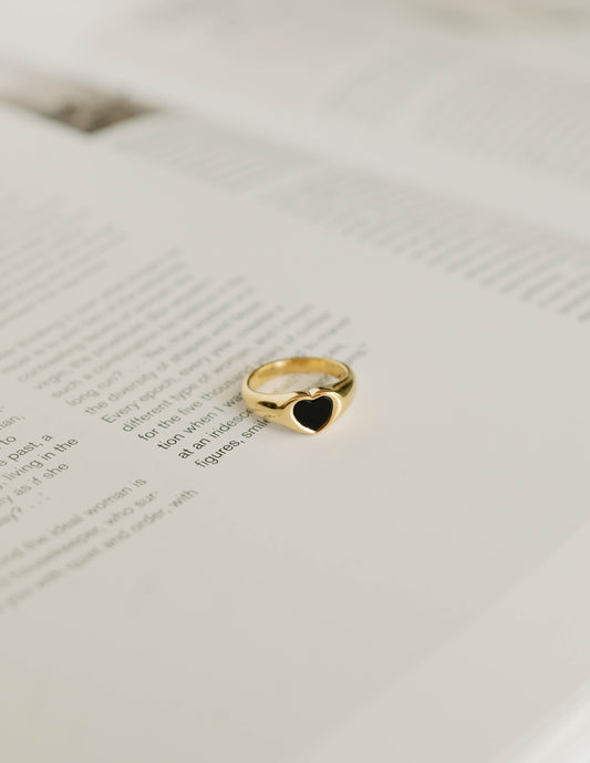 Heart Ring β Black Enamel