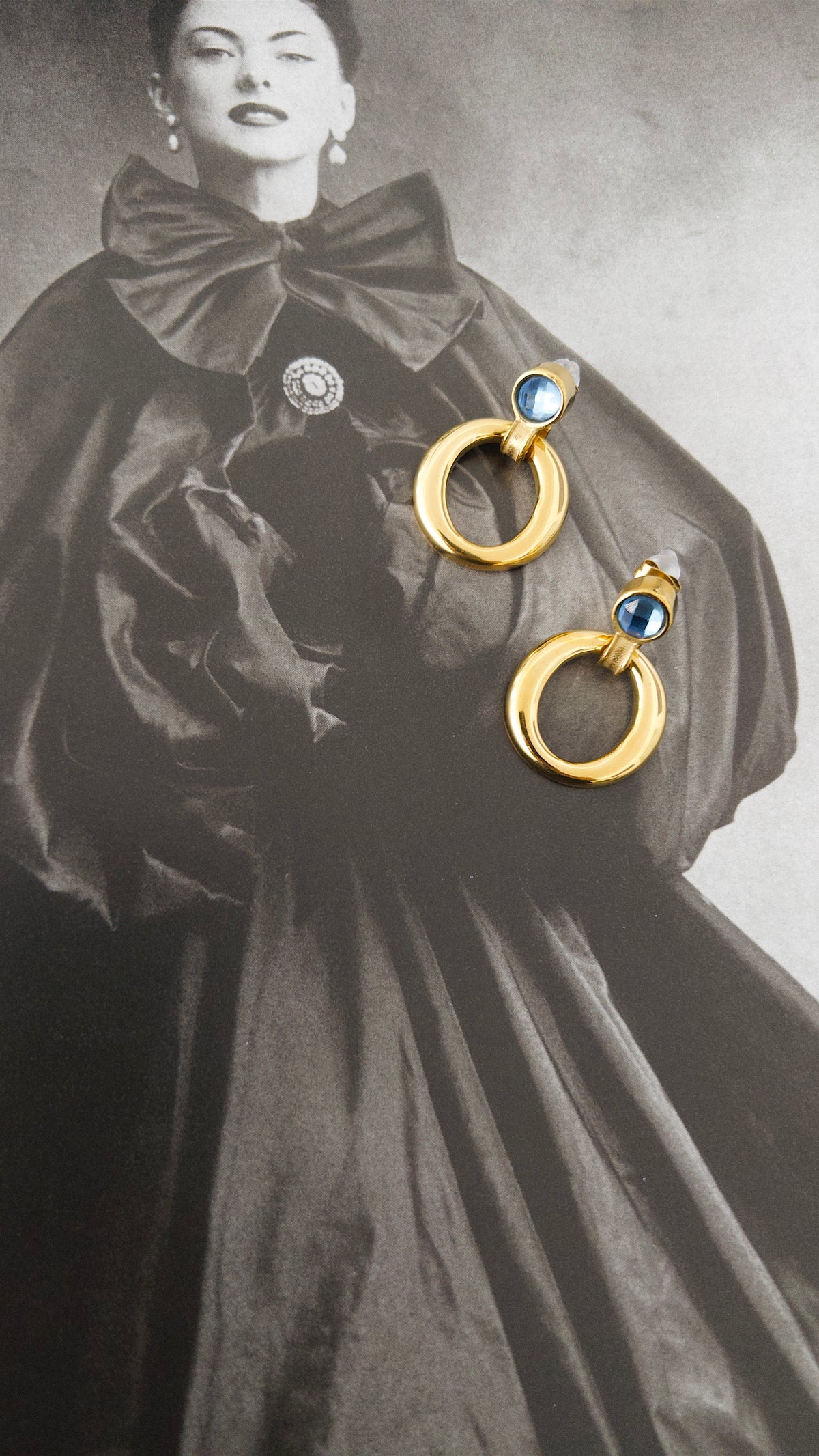 SAPPHIRE CZ DOOR KNOCKER EARRINGS
