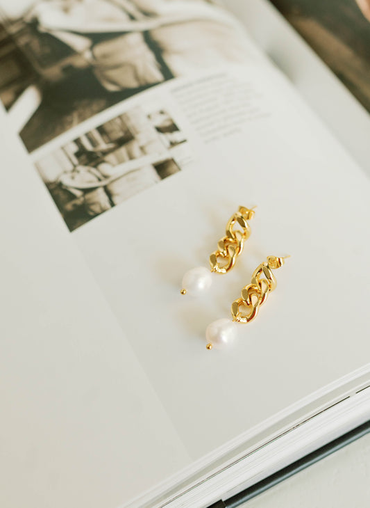 Freshwater Pearl Cuban Drop Earrings