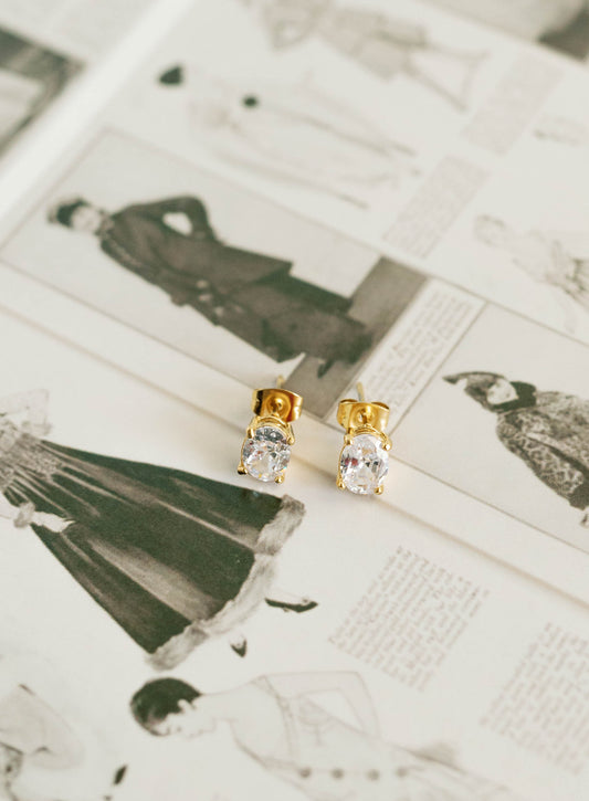 Oval Studs β White Cubic Zirconia