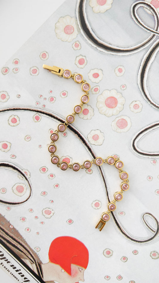 BEZEL TENNIS BRACELET – PINK CZ