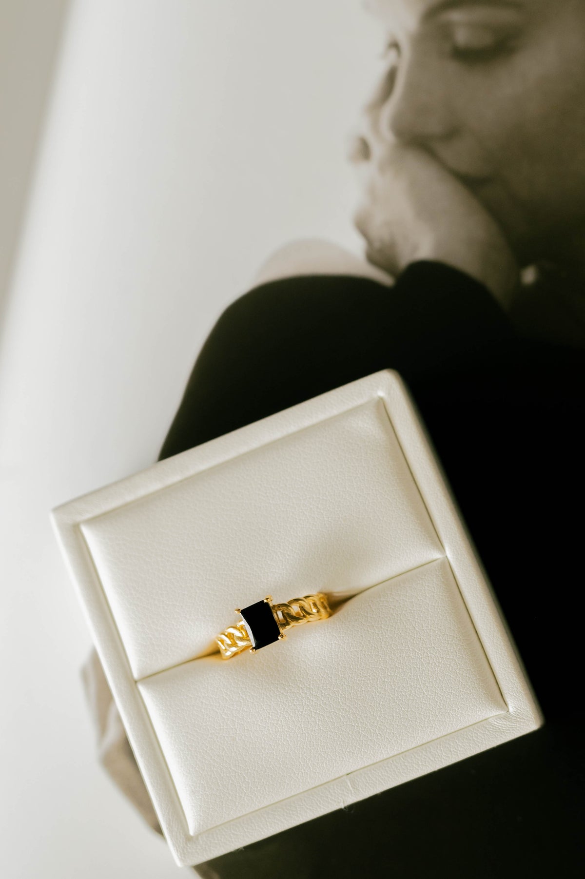Rectangle Stone Chain Ring – CZ
