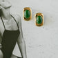 Green Cat Eye Statement Studs