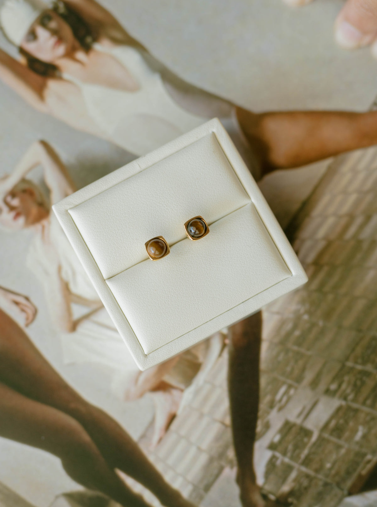 Tigers Eye Square Studs