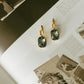 Square Black CZ Drop Earrings