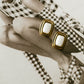 Vintage Rectangle Studs – White Agate
