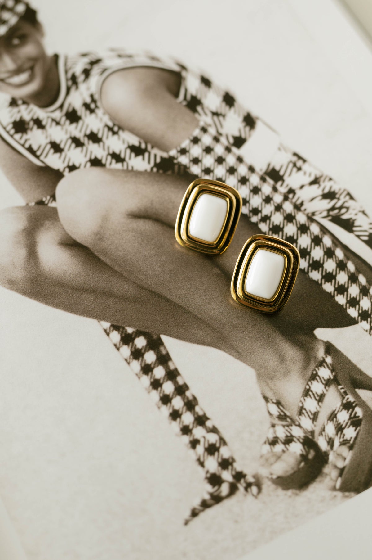 Vintage Rectangle Studs – Agate