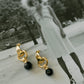 Linked Black Crystal Drop Earrings