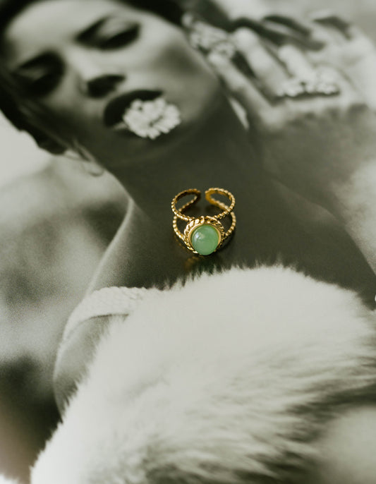 Twist Gem Ring – Green Agate