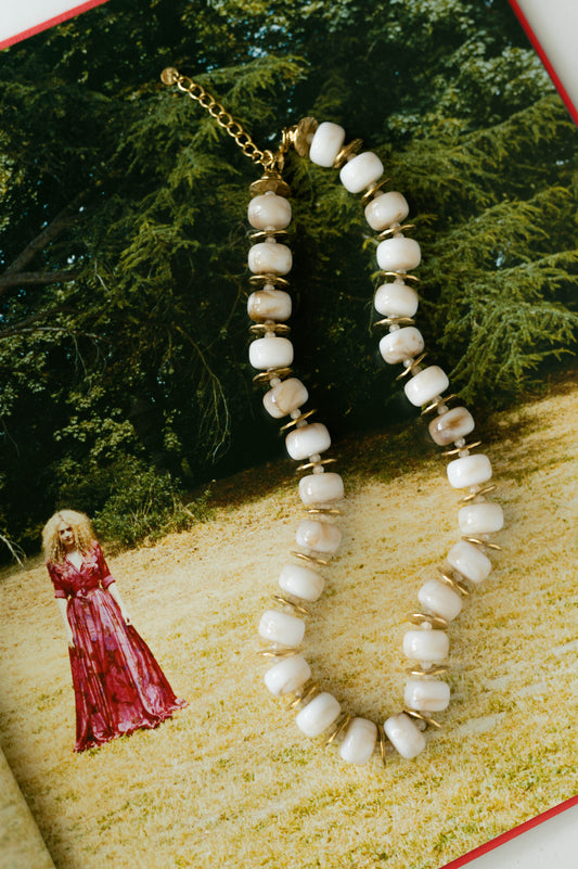 Textured Bead Necklace – Ivory
