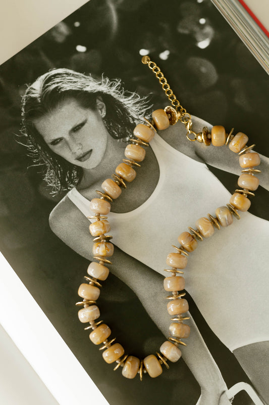 Textured Bead Necklace – Caramel