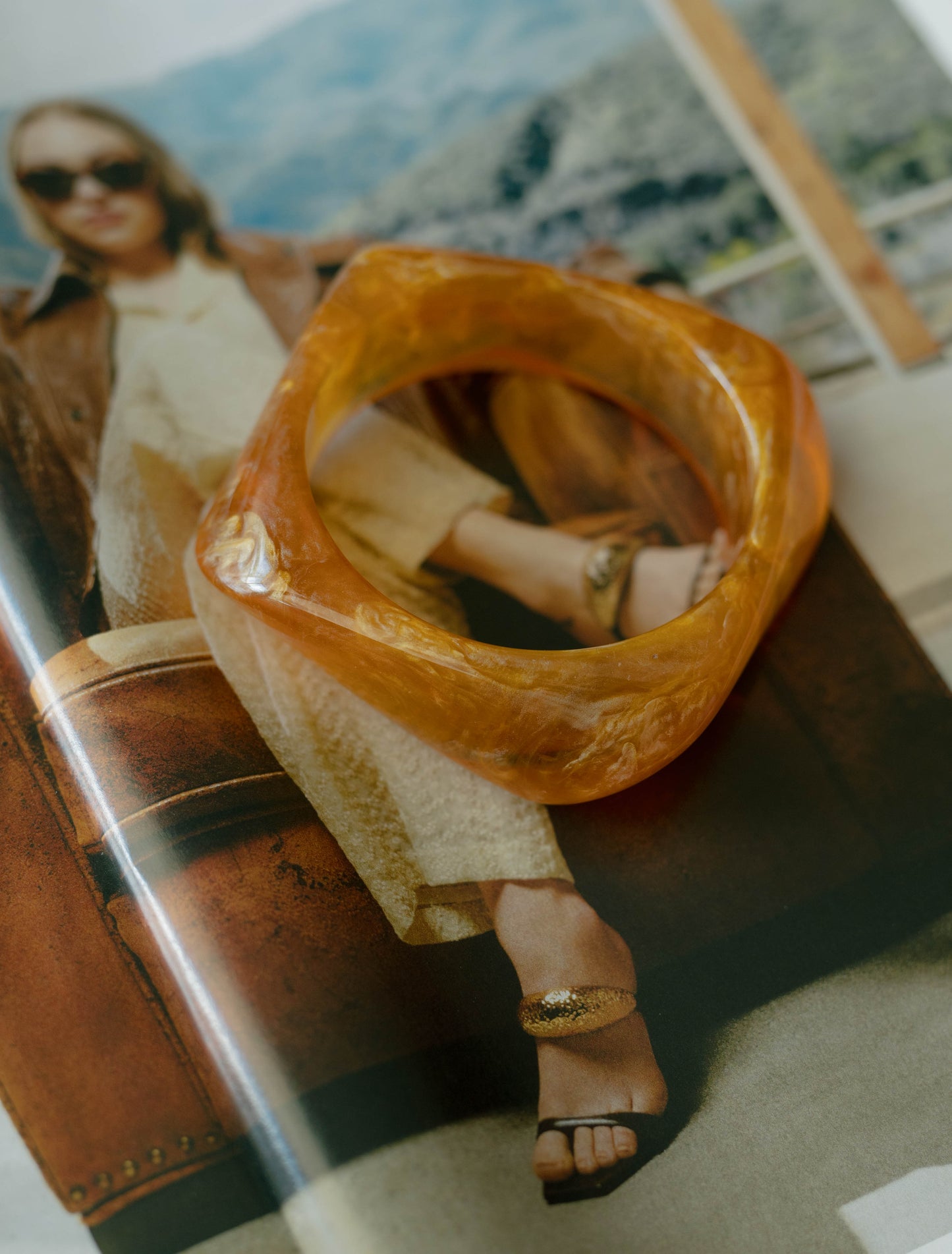 Sculpted Resin Bangle – Amber Smoke
