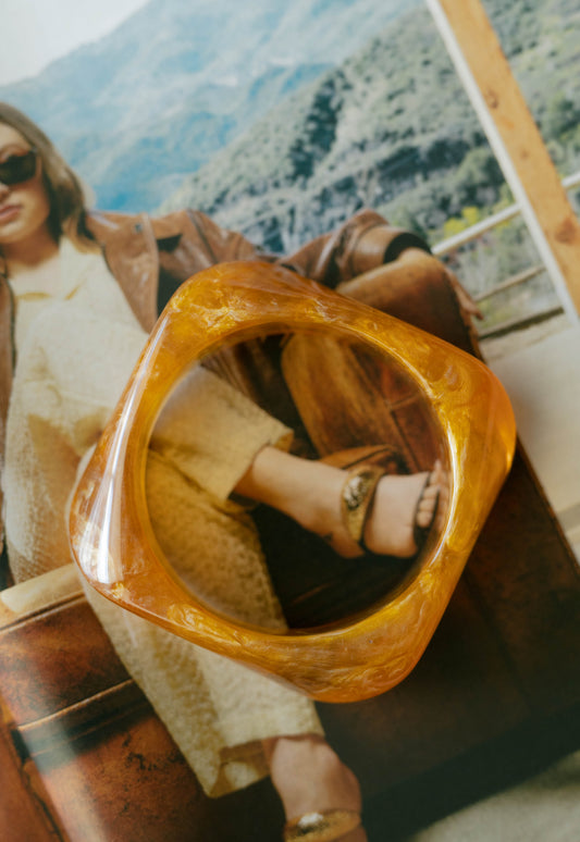 Sculpted Resin Bangle – Amber Smoke