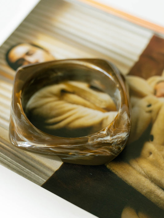 Sculpted Resin Bangle – Espresso Marble