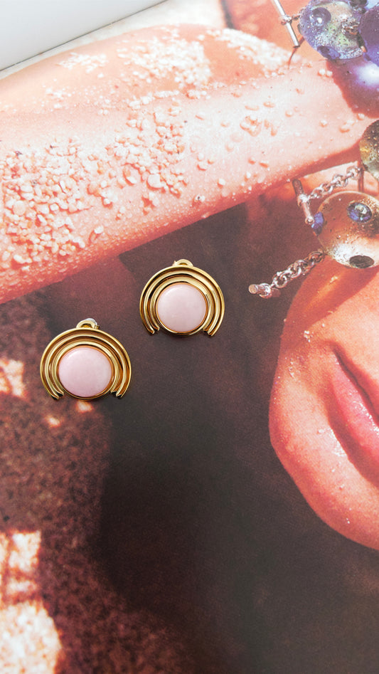 PINK ARC STATEMENT STUDS