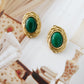 GREEN OVAL STATEMENT STUDS
