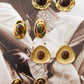Molten Frame Amber Statement Stud Earrings