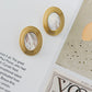 Oval Ribbed Shell Statement Stud Earrings