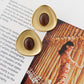 Dome Frame Amber Statement Stud Earrings