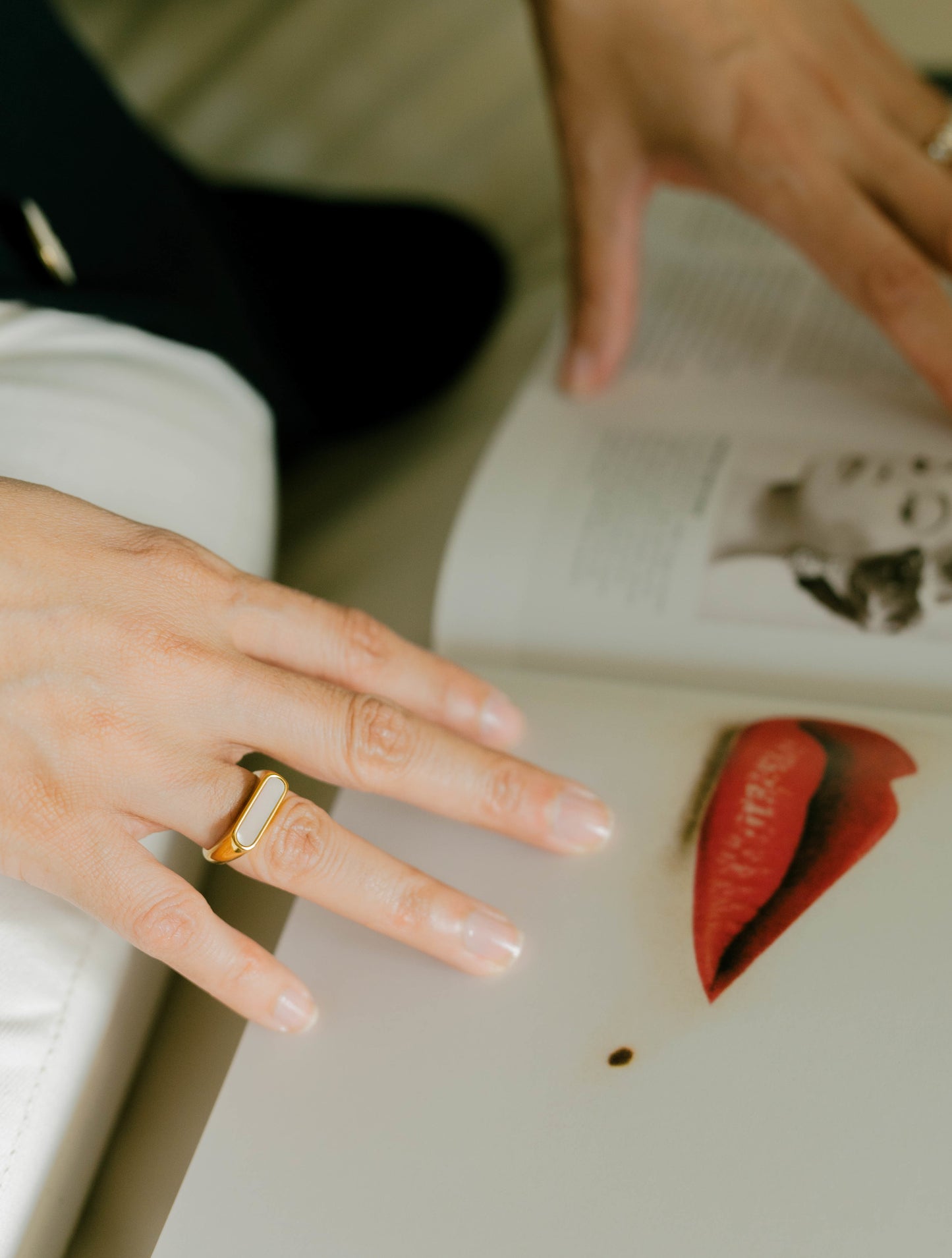 Mother of Pearl Signet Ring